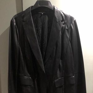 Leather jacket with full semi sheer lace back